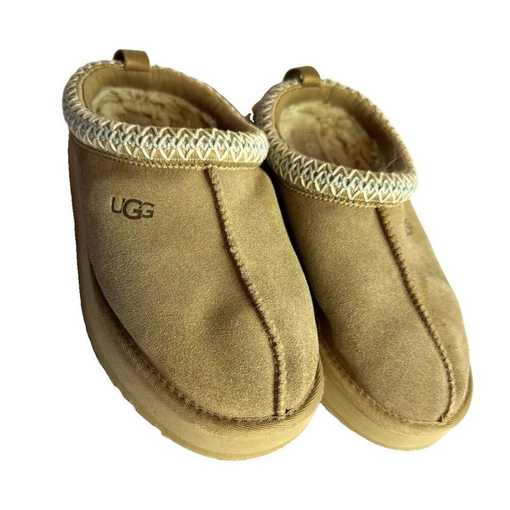 UGG Tasman II Unisex Kids Slip-On Suede Lined Slipper Beige US 3 EU 35